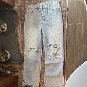 Light Blue Distressed Flare Jeans